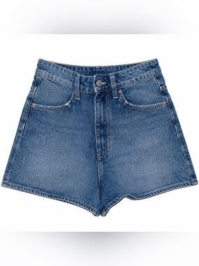 H&M Women's Dark Blue High-Rise Denim Shorts